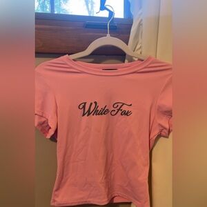 White Fox Boutique Pink Crop Fitted T-Shirt